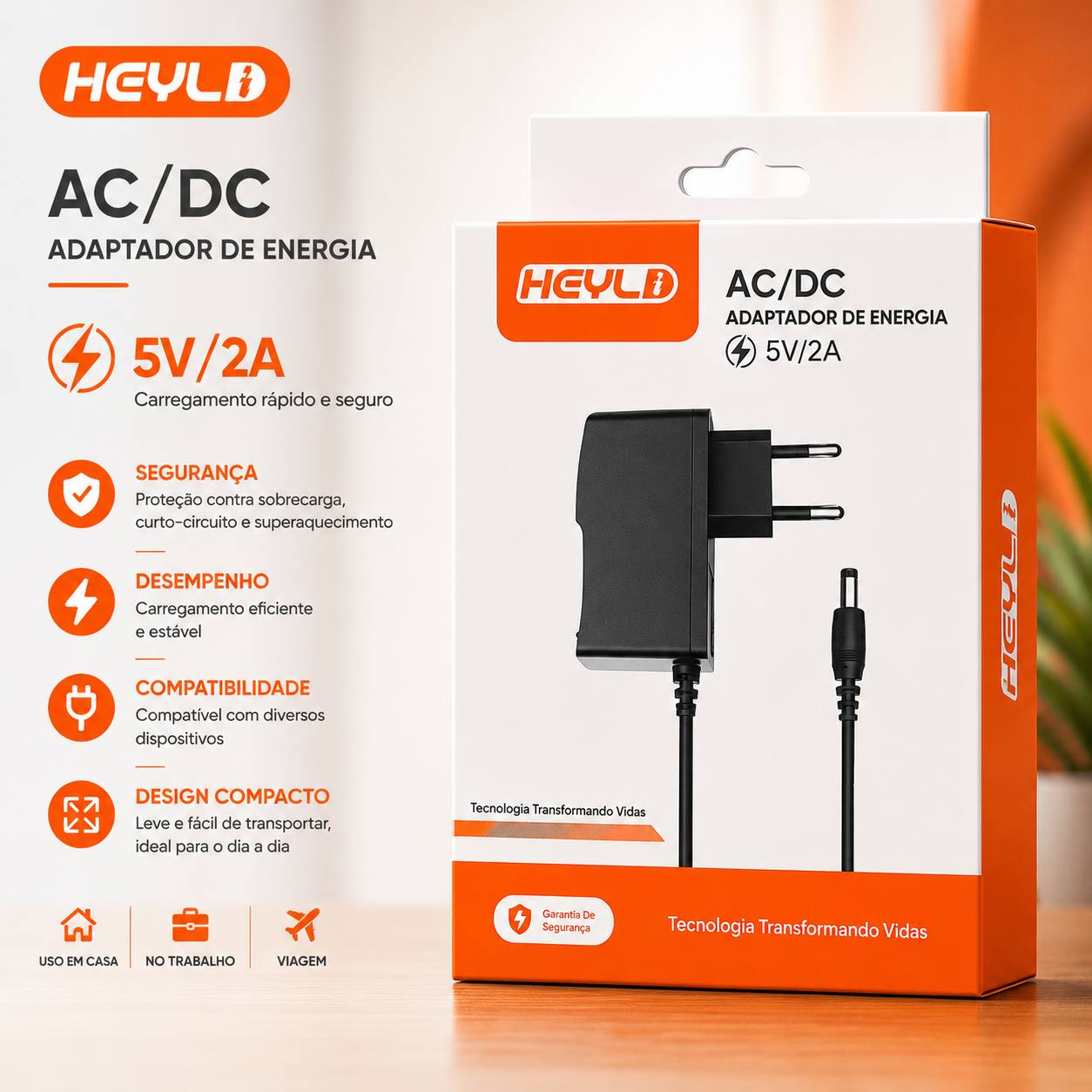 Adaptador AC/DC de Energia HEYLD 5V/2A
