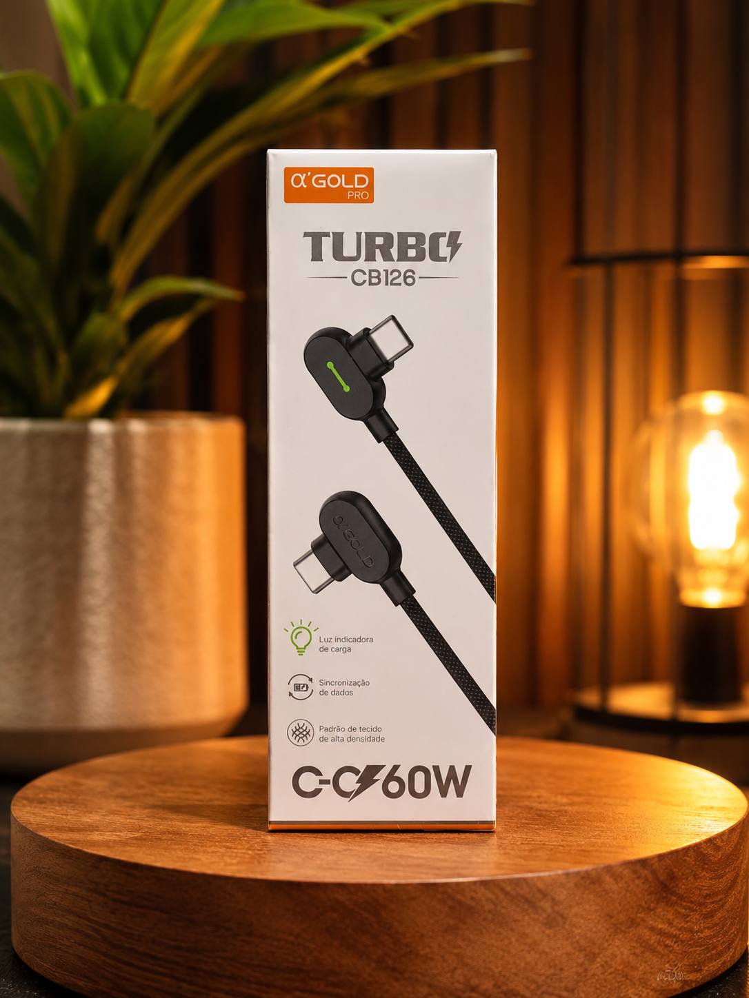 Cabo Turbo a'GOLD Pro CB126 Tipo-C para Tipo-C 60W