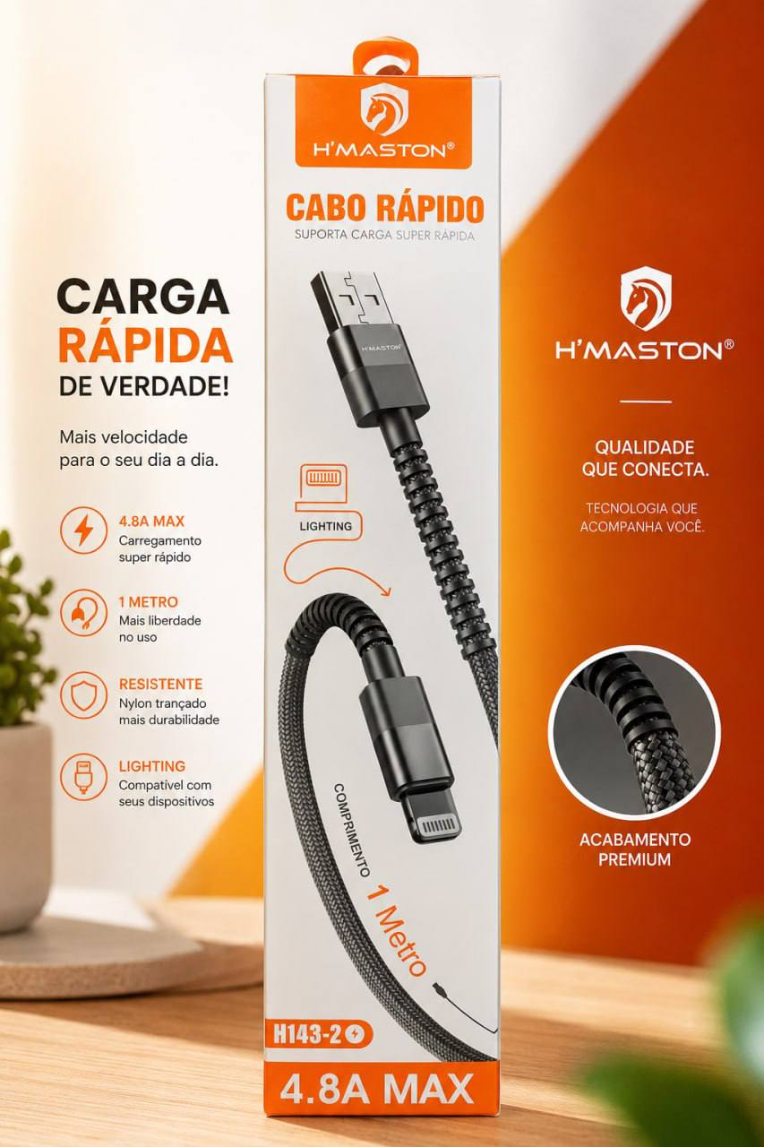 Cabo Lightning Nylon Trançado H'Maston 4.8A 1m
