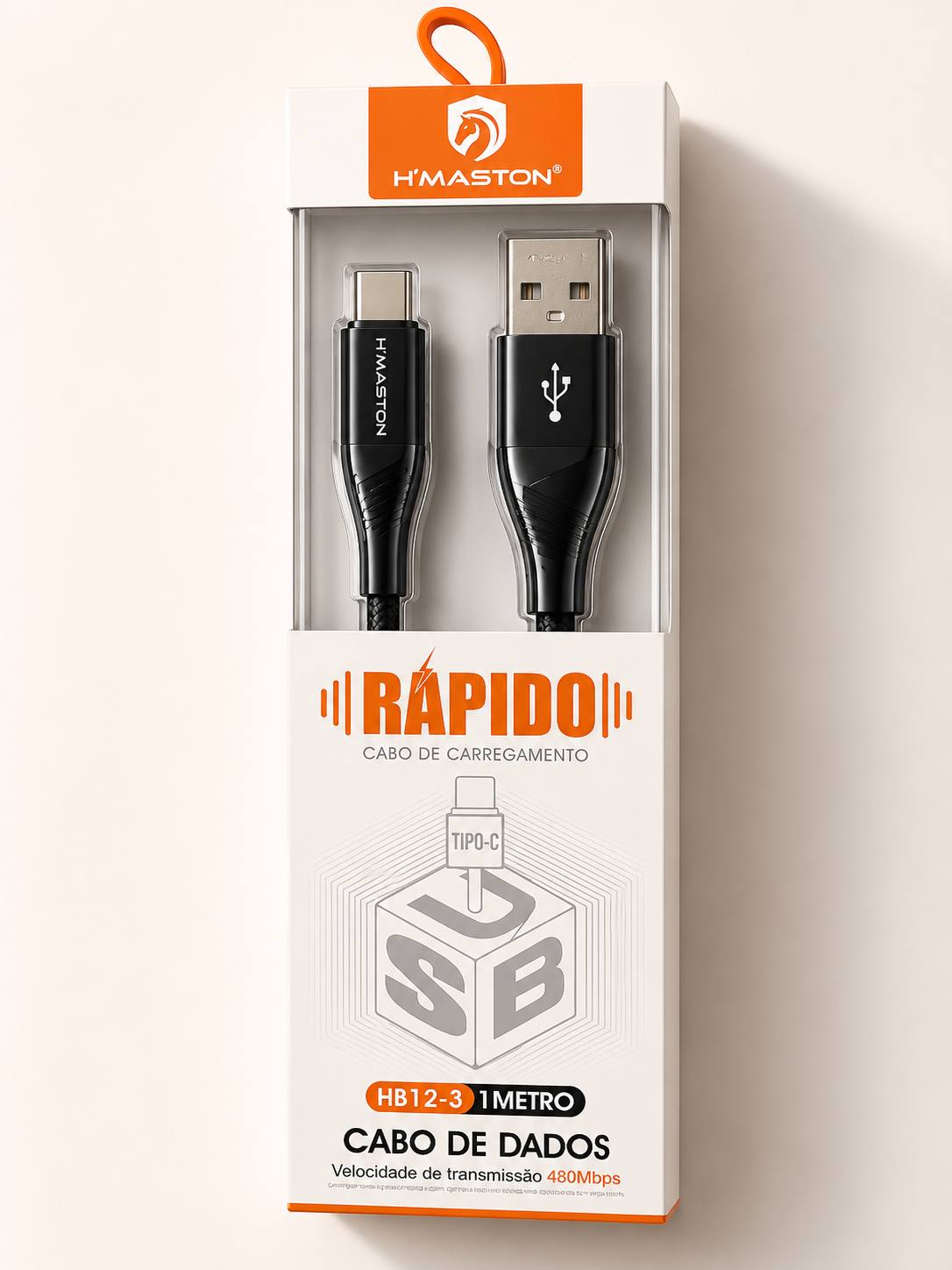 Cabo Tipo-C H'Maston HB12-3 Rápido 1m 480Mbps