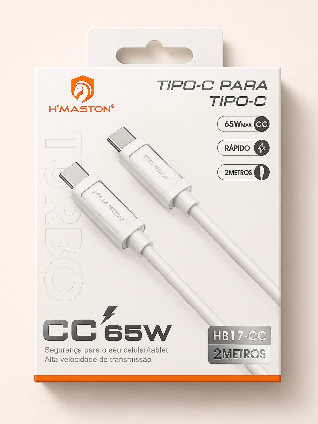 Cabo Tipo-C para Tipo-C H'Maston HB17-CC 65W 2m