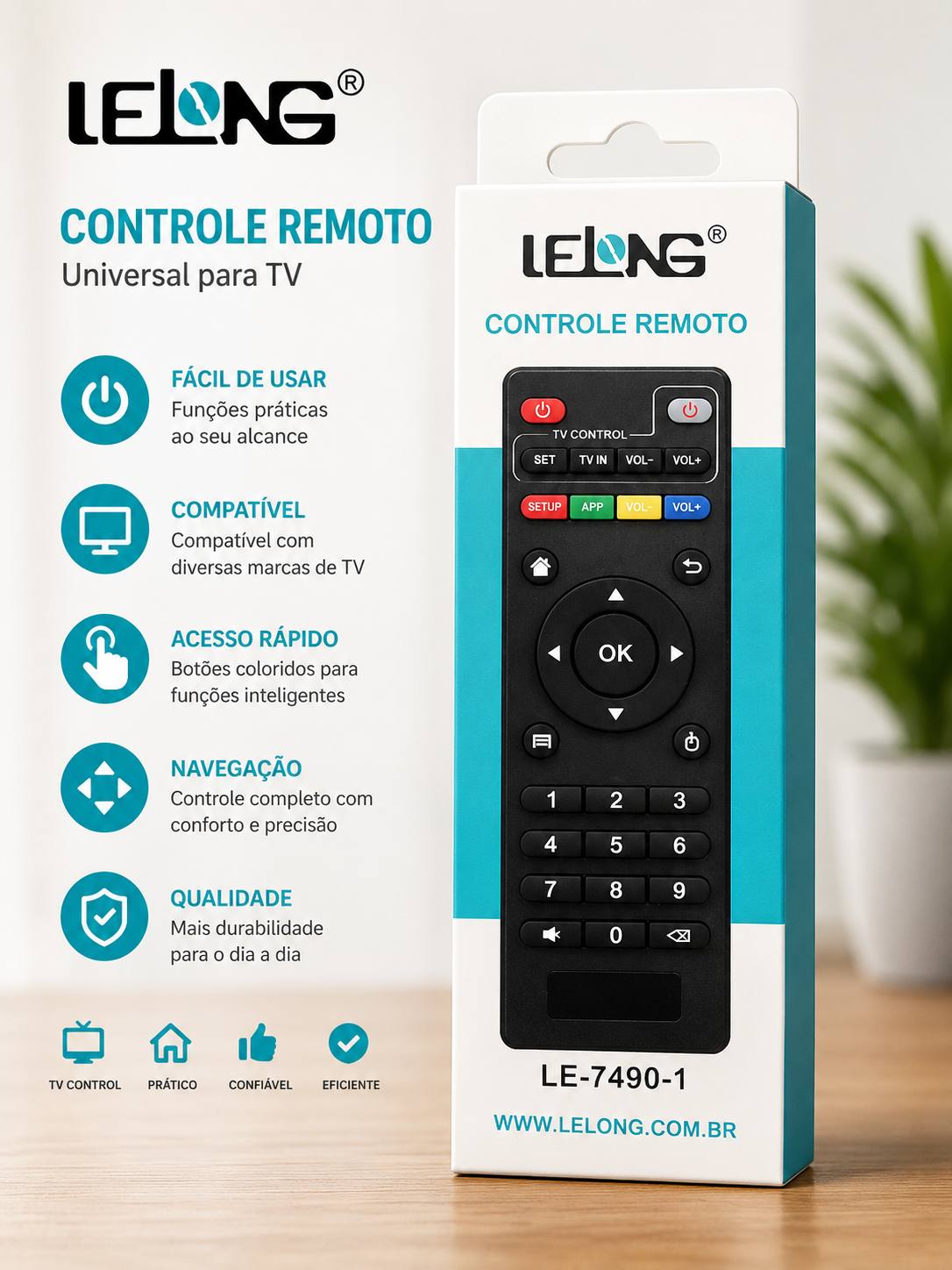 Controle Remoto Universal para TV BOX LE-7490-1