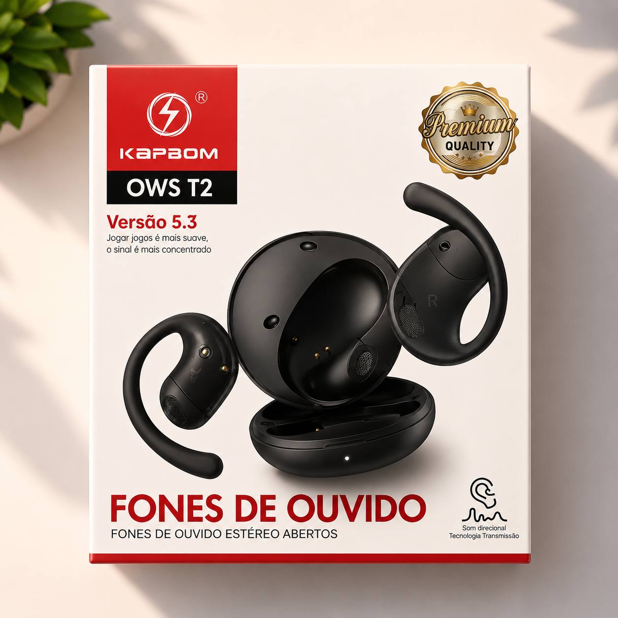 Fone Open Ear Kapbom OWS T2 Bluetooth 5.3