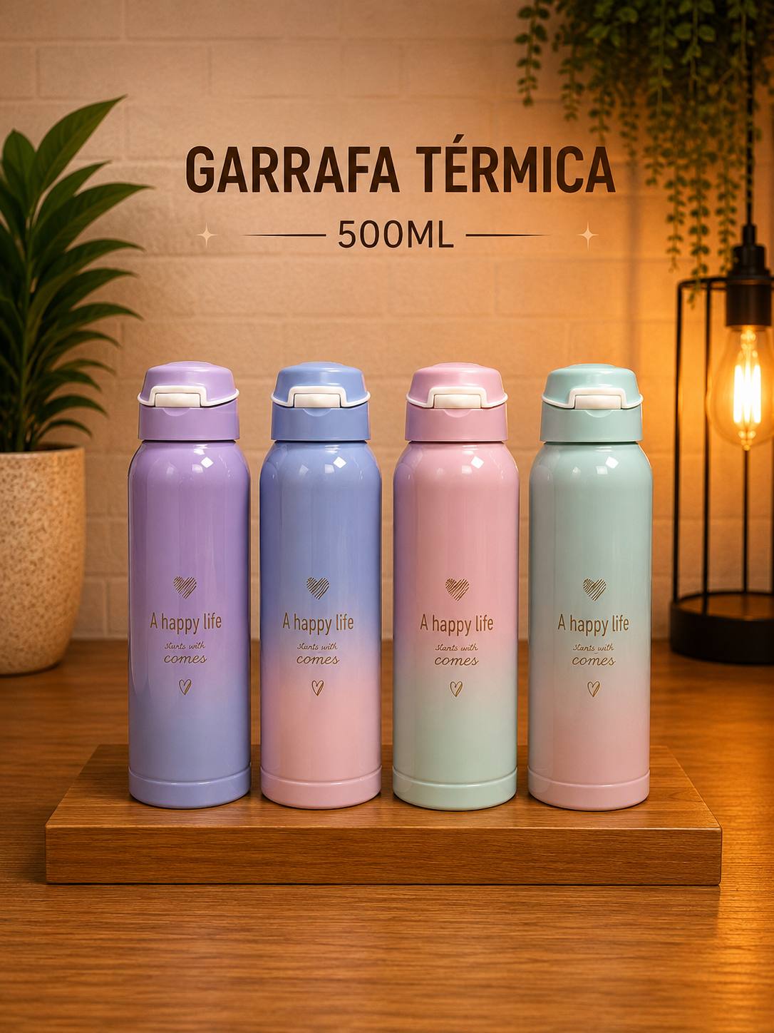 Garrafa Térmica 500ml A Happy Life