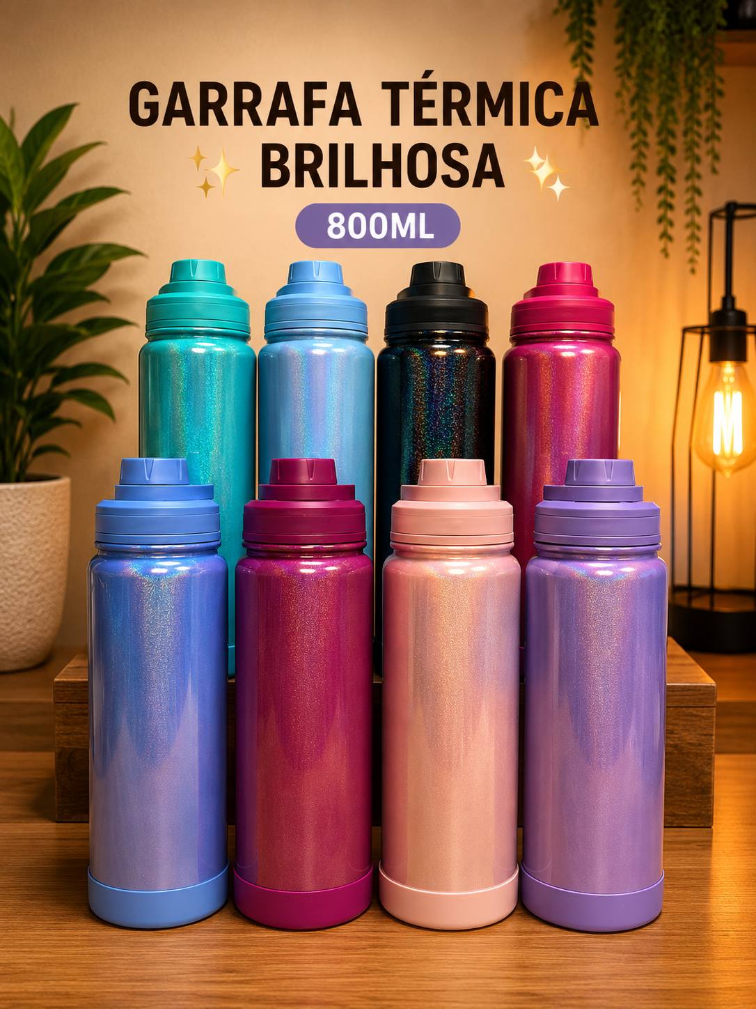 Garrafa Térmica Brilhosa 800ml