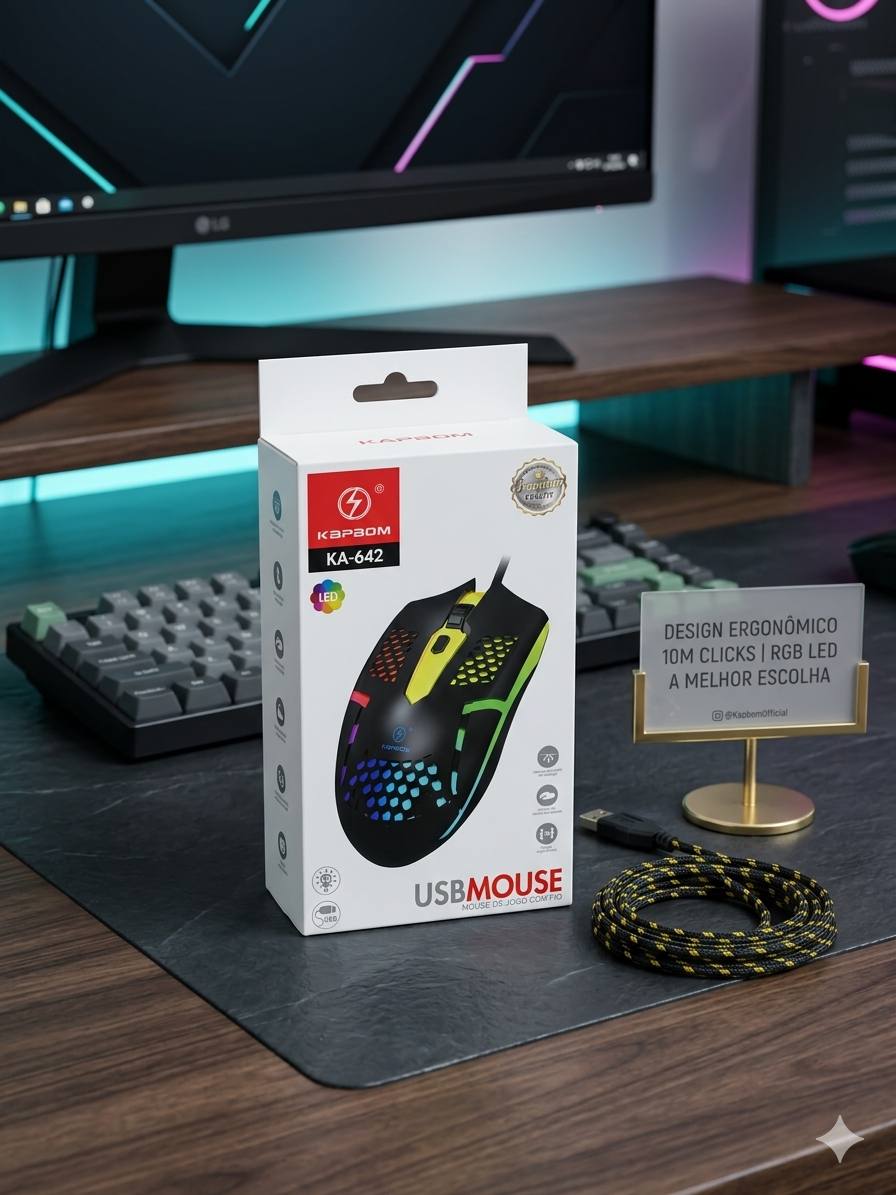 Mouse Gamer USB KAPBOM KA-642 RGB LED