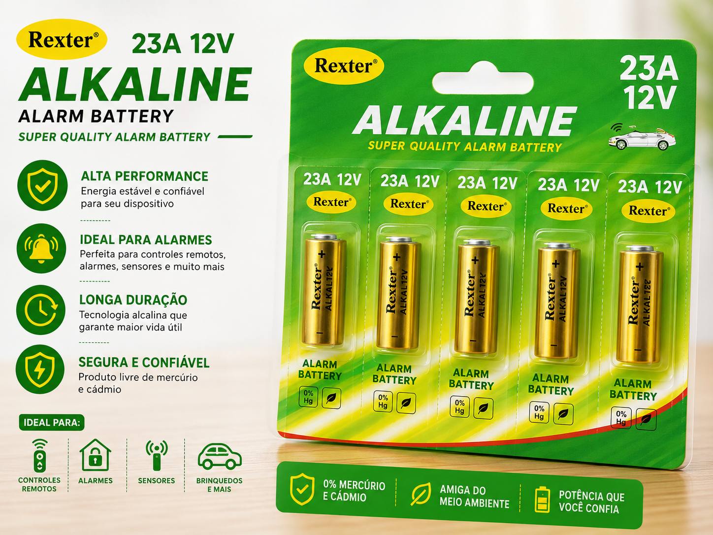 Pilha Alcalina Rexter 23A 12V (Uni)