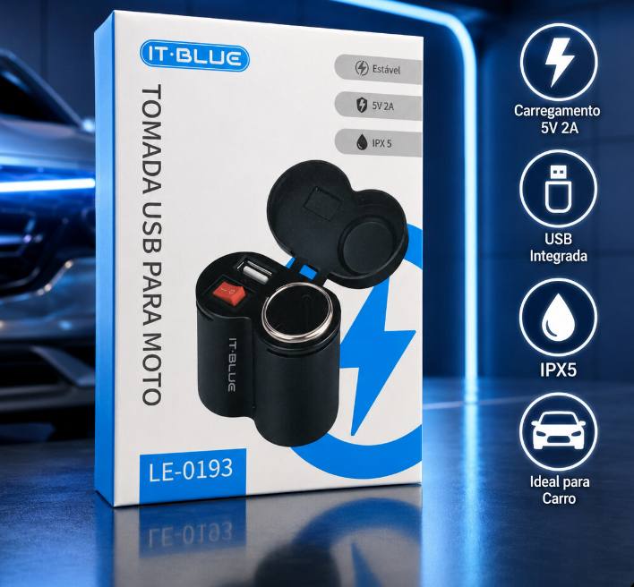 Tomada USB IT-BLUE LE-0193 para Moto 5V 2A IPX5